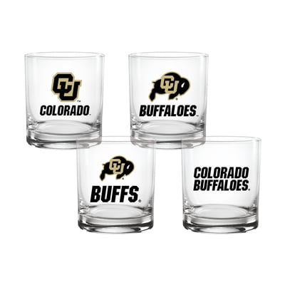  Colorado Buffaloes Indigo Falls Core 4-Pack Collectors Rocks Glass Set