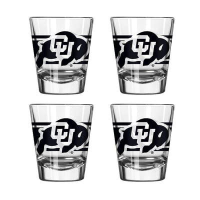 Colorado Buffaloes Logo Brands Four-Piece Stripe Shot Glass Set