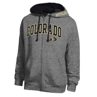 Colorado Buffaloes Champion Arch Logo Full-Zip Fleece Hoodie - Heather Charcoal