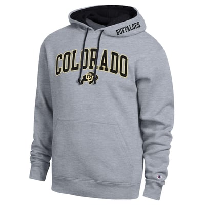  Colorado Buffaloes Champion Arch Tackle Twill Hoodie - Heather Gray