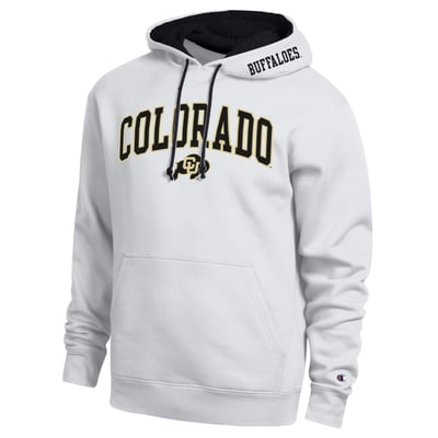  Colorado Buffaloes Champion Arch Tackle Twill Hoodie - White
