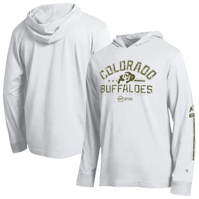  Colorado Buffaloes Champion Operation Hat Trick Sleeve Line Hooded Long Sleeve T-Shirt - White