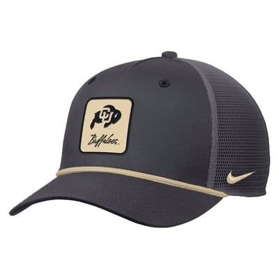  Colorado Buffaloes Nike Primetime Logo Script Rise Rope Trucker Adjustable Hat - Anthracite