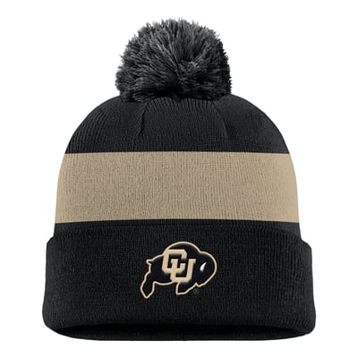 Colorado Buffaloes Nike Primetime Logo Stripe Knit Hat with Pom - Black