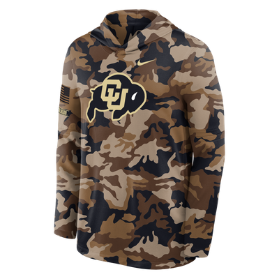 Colorado Buffaloes Nike 2026 Military Appreciation Dri-FIT Hooded Long Sleeve T-Shirt - Camo