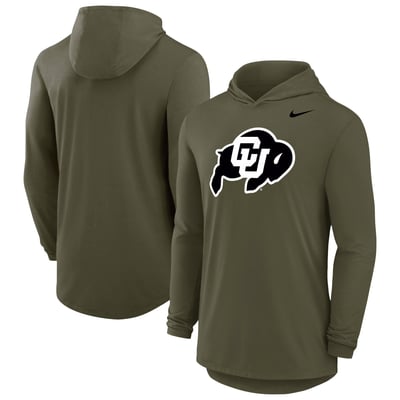 Colorado Buffaloes Nike Dri-FIT Military Long Sleeve Hooded T-Shirt - Olive