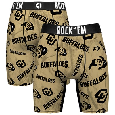  Colorado Buffaloes Rock Em All Over Logo Boxer Briefs - Gold