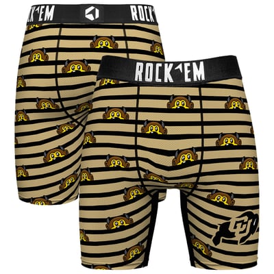  Colorado Buffaloes Rock Em Mascot Stripes Boxer Briefs - Gold