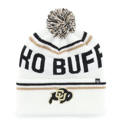  Colorado Buffaloes '47 Unisex Quattrle Waffle Cuffed Knit Hat with Pom - White