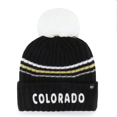  Colorado Buffaloes '47 Women's Seasonal Fuzzy Script Big Pom Knit Hat - Black