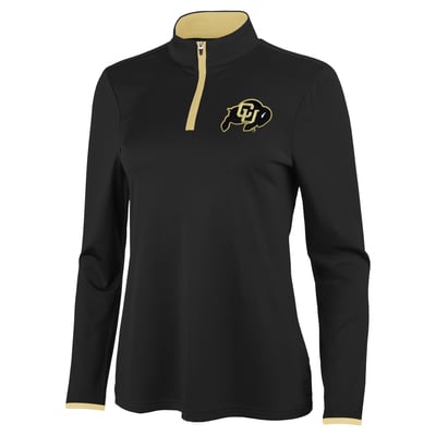 Colorado Buffaloes Antigua Women's Brink Quarter-Zip Pullover - Black/Gold
