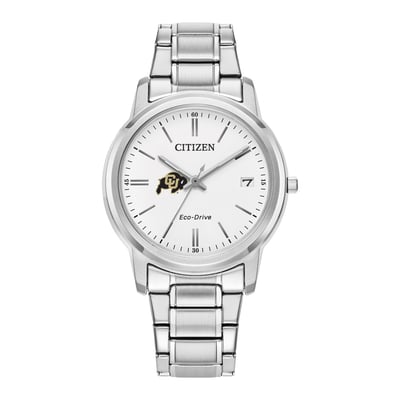 Colorado Buffaloes Citizen Watch Women's Eco-Drive White Dial Stainless Steel Watch - Silver