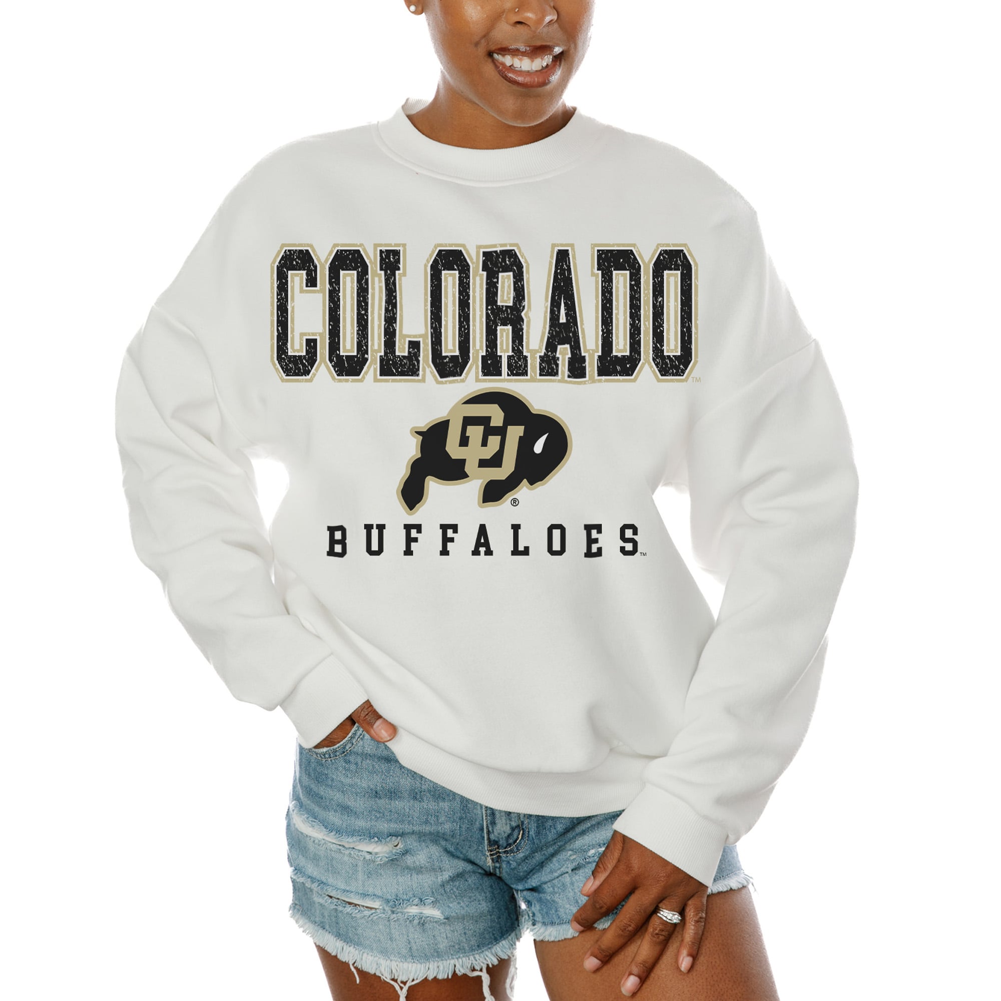 Colorado Buffaloes Gameday Couture Women's Freestyle Fleece Pullover Sweatshirt - White