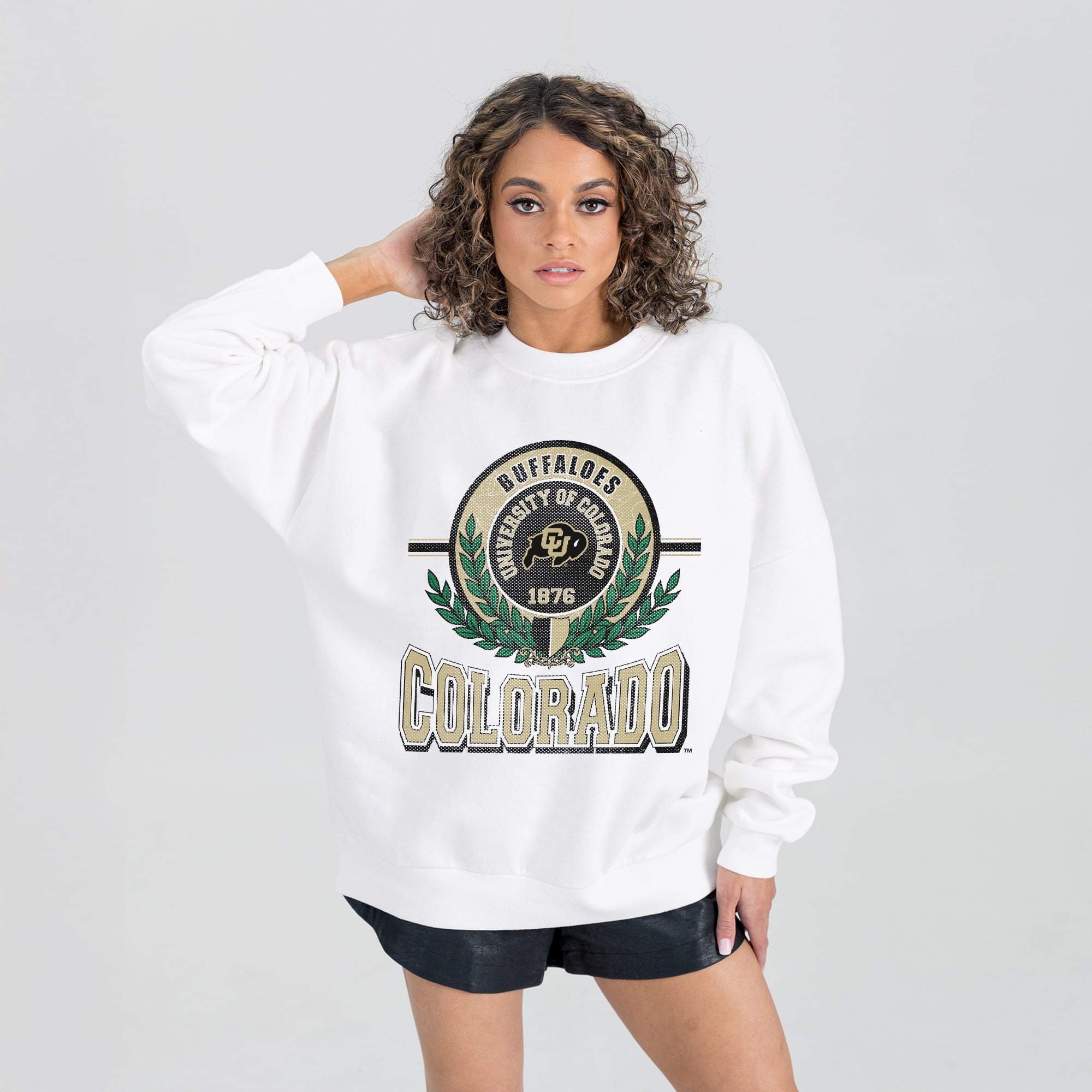 Colorado Buffaloes Gameday Couture Women's Hot Shot Fleece Pullover Sweatshirt - White