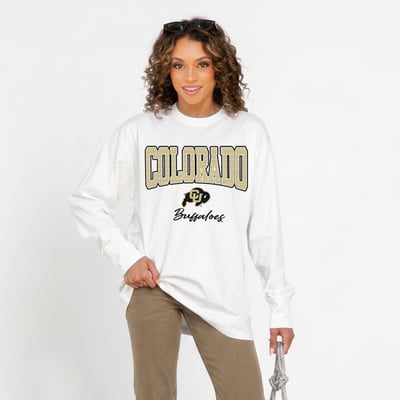 Colorado Buffaloes Gameday Couture Women's Sweet Spot Oversized Long Sleeve T-Shirt - White