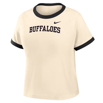 Colorado Buffaloes Nike Women's Ringer Mod Cropped T-Shirt - Natural