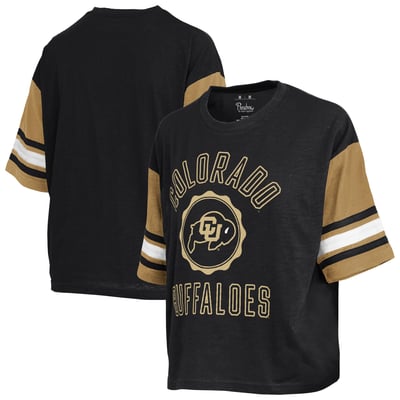  Colorado Buffaloes Pressbox Women's Sunday Colorblock Seal Slub T-Shirt - Black