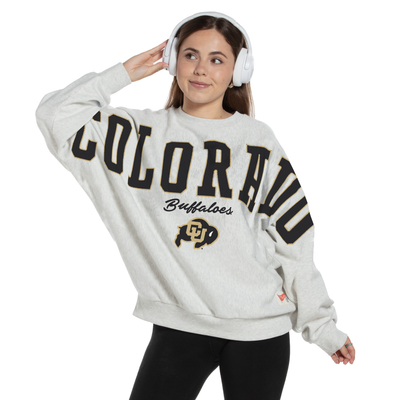 Colorado Buffaloes Pressbox Women's Flannigan Oversized Fleece Sweatshirt - Heather Gray