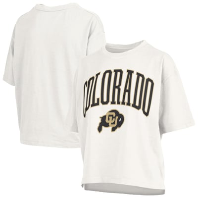 Colorado Buffaloes Pressbox Women's Oversized Nelson Arch Over Logo Slub T-Shirt - White