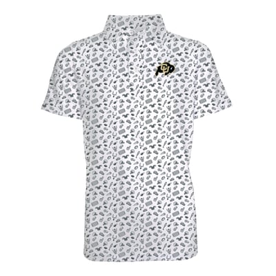 Colorado Buffaloes Garb Youth Tom All-Over Football Print Polo - Gray