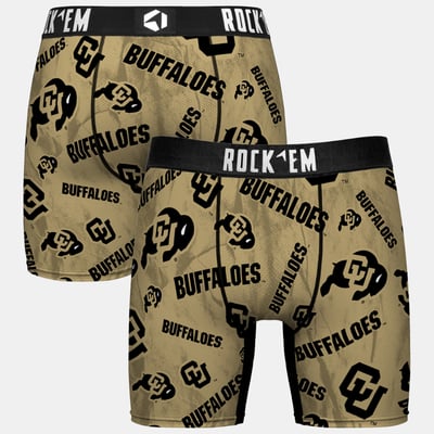  Colorado Buffaloes Rock Em Youth All Over Logo Boxer Briefs - Gold