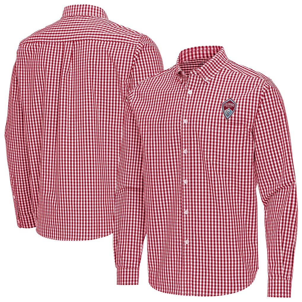 Colorado Rapids Antigua Ellis Tri-Blend Long Sleeve Button-Down Shirt - Cardinal