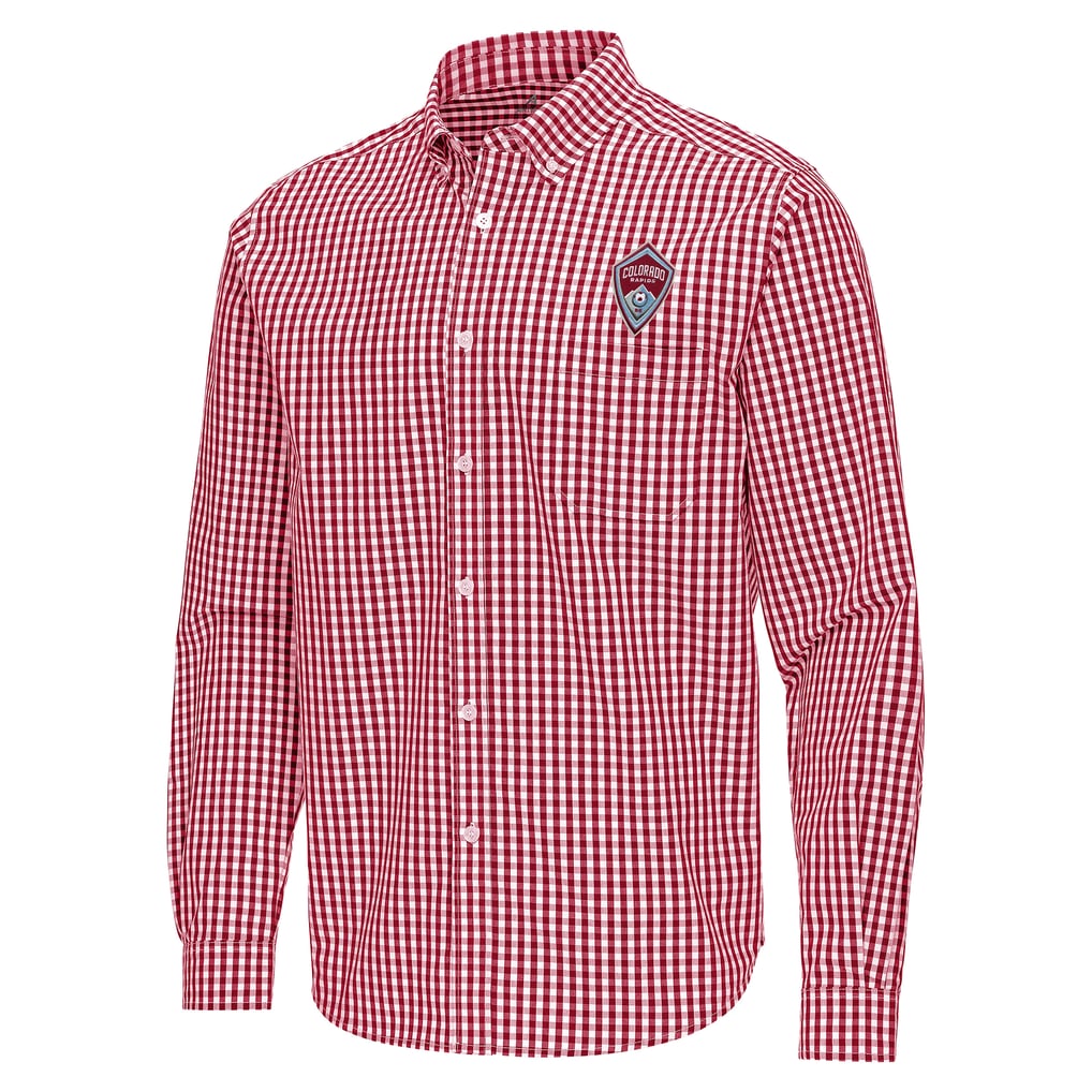 Colorado Rapids Antigua Ellis Tri-Blend Long Sleeve Button-Down Shirt - Cardinal