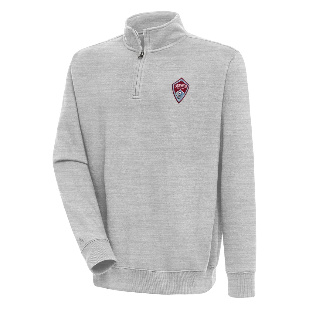 Colorado Rapids Antigua Victory Quarter-Zip Pullover Top - Heather Gray