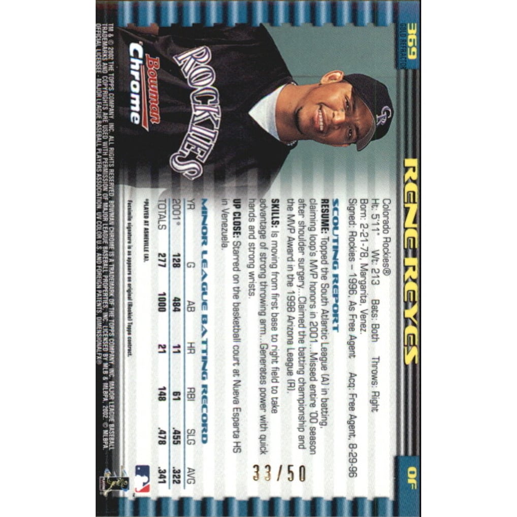 2002 Bowman Chrome Gold Refractors #369 Rene Reyes