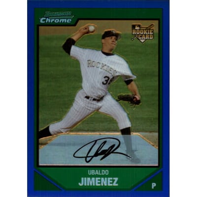 2007 Bowman Chrome Blue Refractors #206 Ubaldo Jimenez
