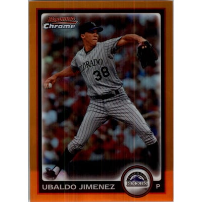 2010 Bowman Chrome Orange Refractors #52 Ubaldo Jimenez