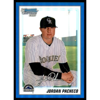 2010 Bowman Chrome Prospects Blue Refractors #BCP135 Jordan Pacheco