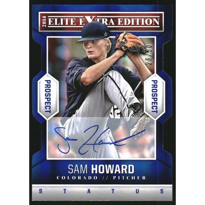 2014 Elite Extra Edition Prospects Signatures Status Blue #53 Sam Howard