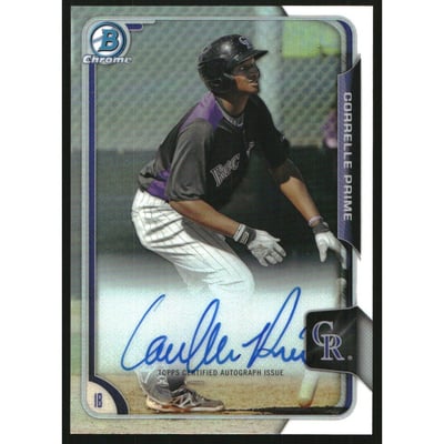 2015 Bowman Chrome Prospect Autographs Refractors #BCAPCP Corelle Prime