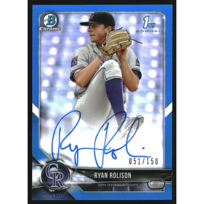 2018 Bowman Chrome Draft Autographs Blue Refractors #CDARR Ryan Rolison/150