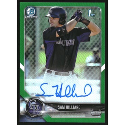 2018 Bowman Chrome Prospect Autographs Green Refractors #CPASHI Sam Hilliard