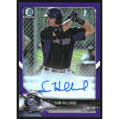 2018 Bowman Chrome Prospect Autographs Purple Refractors #CPASHI Sam Hilliard