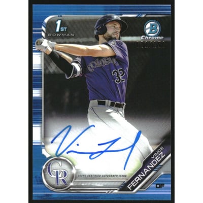 2019 Bowman Chrome Prospect Autographs Blue Refractors #CPAVF Vince Fernandez