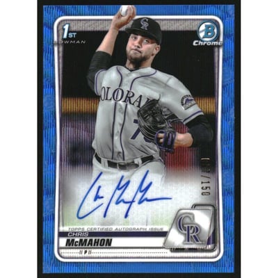 2020 Bowman Chrome Draft Autographs Blue Wave Refractors #CDACMM Chris McMahon