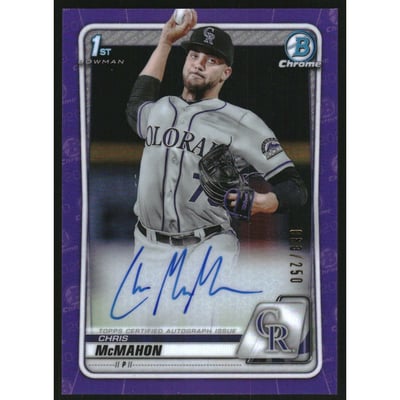 2020 Bowman Chrome Draft Autographs Purple Refractors #CDACMM Chris McMahon