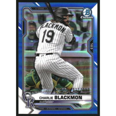 2021 Bowman Chrome Blue Refractors #15 Charlie Blackmon