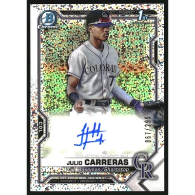 2021 Bowman Chrome Prospect Autographs Speckle Refractors #CPAJCA Julio Carreras
