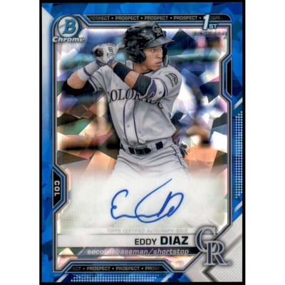 2021 Bowman Chrome Sapphire Prospect Autographs #BSPAED Eddy Diaz