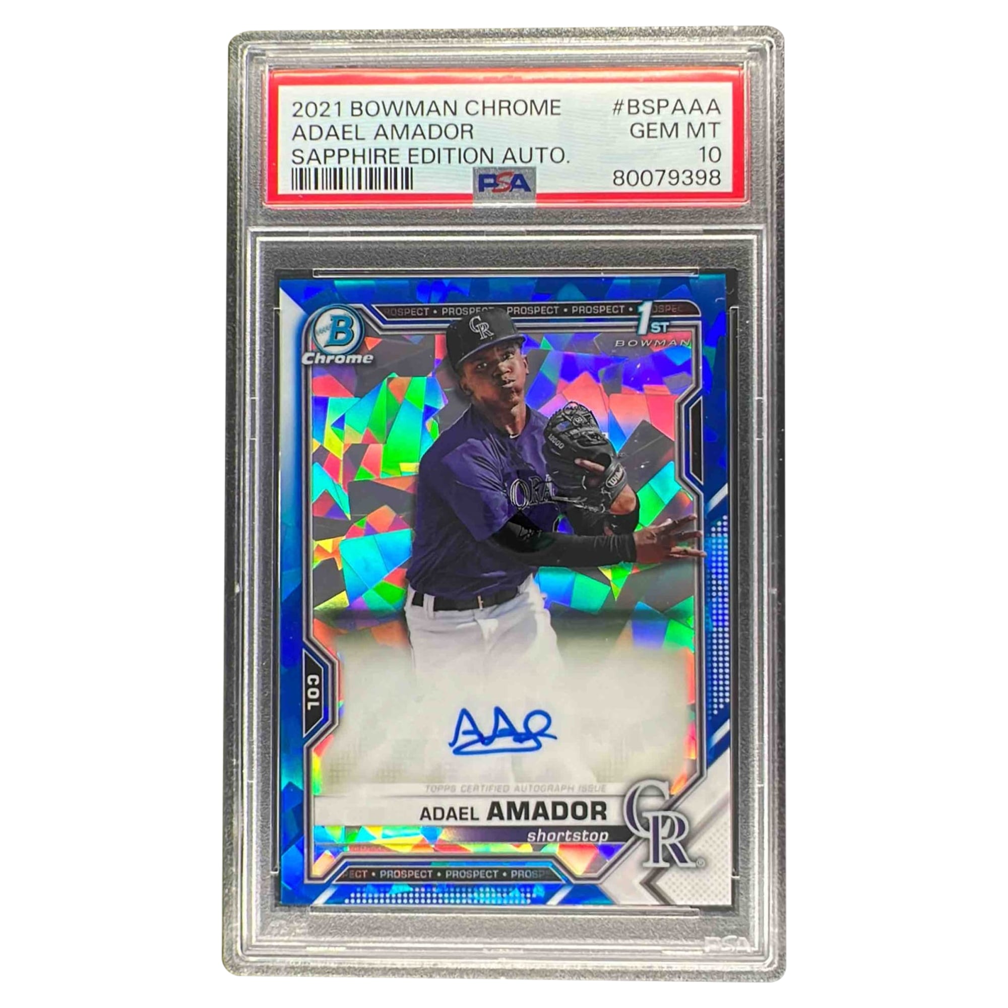 2021 Bowman Sapphire Chrome Autographs #BSPA-AA Adael Amador Auto 