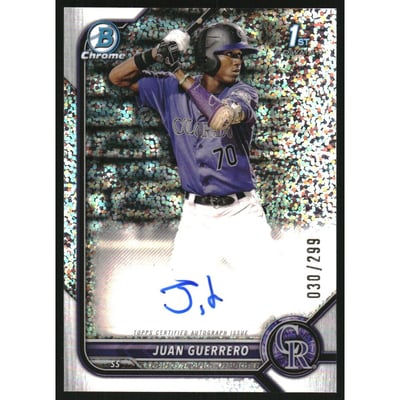 2022 Bowman Chrome Prospect Autographs Speckle Refractors #CPAJGO Juan Guerrero