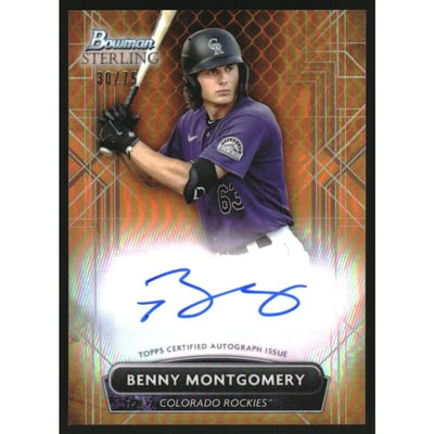 2022 Bowman Sterling Prospect Autographs Orange Refractors #PABM Benny Montgomery