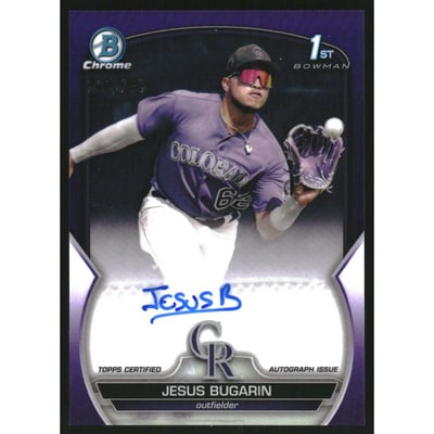 2023 Bowman Chrome Prospect Autographs Purple Refractors #CPAJB Jesus Bugarin