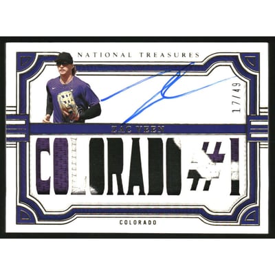 2023 Panini National Treasures Names Patch Signatures Gold #13 Zac Veen