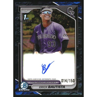 2024 Bowman Chrome Prospect Autographs Blue Lunar Refractors #CPAEB Erick Bautista