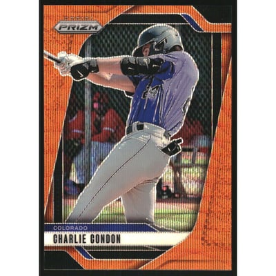 2025 Panini Prizm Prizms Orange Wave #142 Charlie Condon